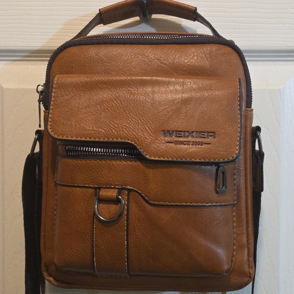 WEIXIER Vintage Tan Camel Shoulder Spacious Multi-Pocket Office Travel Bag - Picture 1 of 10